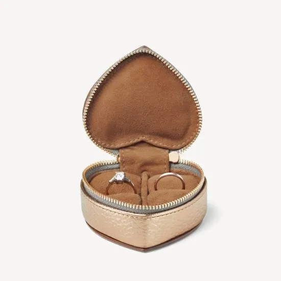 Heart Ring Box Champagne Pebble Women Aspinal Of London Jewellery Boxes