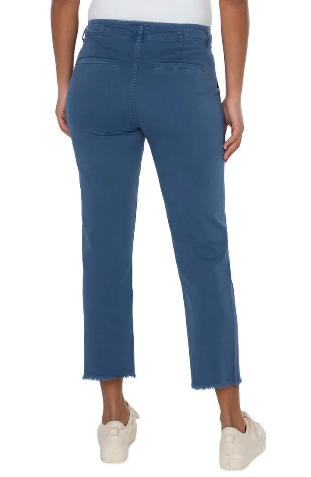 HIRISE Women Liverpool Los Angeles HIRISE CROP STRAIGHT WITH EXPOSED BUTTON FLY Queen Blue