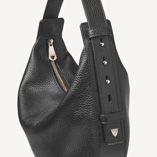 Hobo Crescent Black Pebble Women Aspinal Of London Shoulder