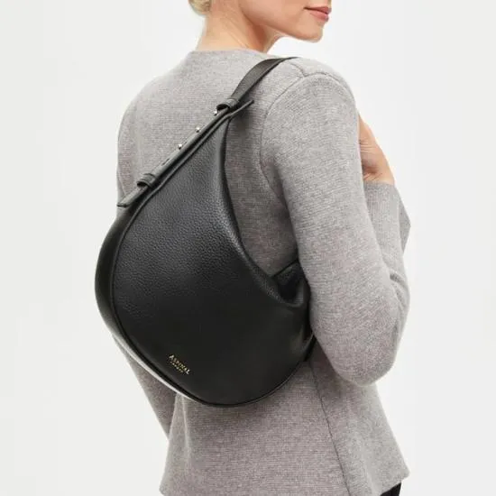 Hobo Crescent Black Pebble Women Aspinal Of London Shoulder