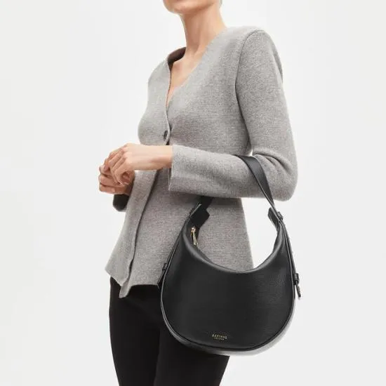 Hobo Crescent Black Pebble Women Aspinal Of London Shoulder
