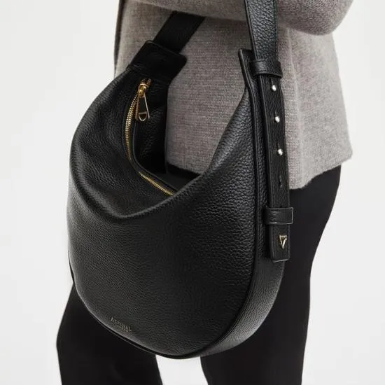 Hobo Crescent Black Pebble Women Aspinal Of London Shoulder