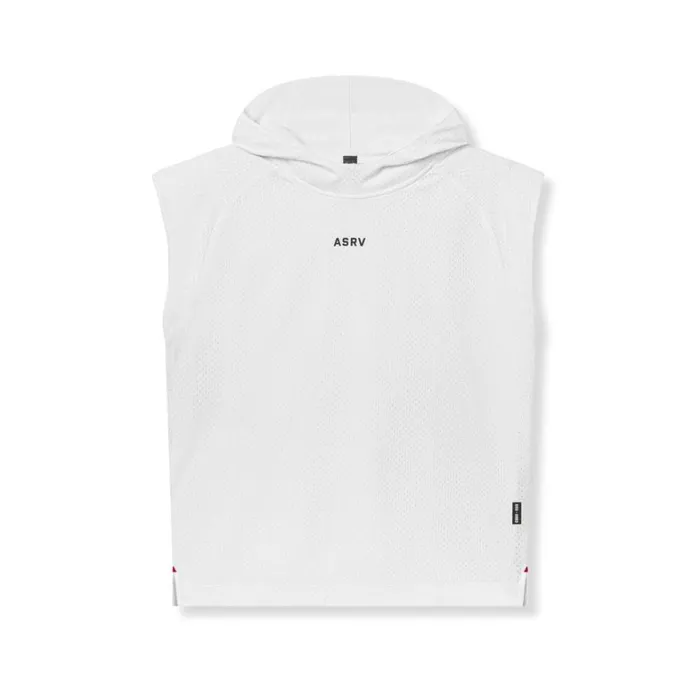 Hoodies and Sweatshirts Men ASRV Reversible 2in1 Cutoff Hoodie White