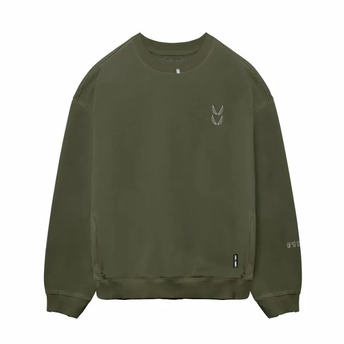 Hoodies and Sweatshirts Men ASRV Tech Essential Distressed Crewneck Faded Olive Hoodies and Sweatshirts Men ASRV Tech Essential Distressed Crewneck Faded Olive