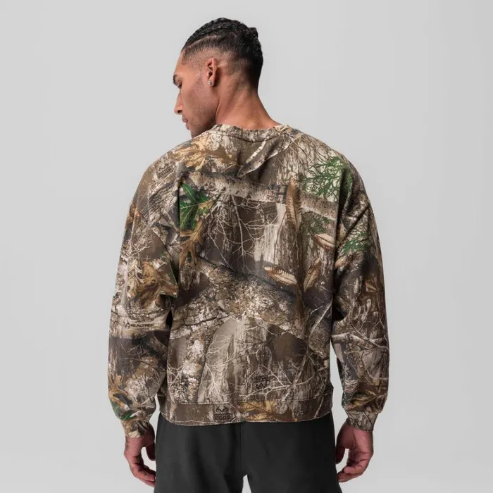 Hoodies and Sweatshirts Men ASRV Tech Essential Distressed Crewneck Realtree Camo