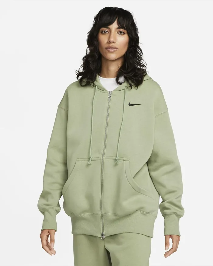 Hoodies And Sweatshirts Women Nike Sportswear Phoenix Fleece Oil Greenblack