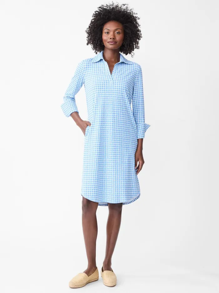 JMclaughlin Cagney Dress In Neo Sugar Cane Medium Blueoff White Women Dresses JMclaughlin Cagney Dress In Neo Sugar Cane Medium Blueoff White Women Dresses