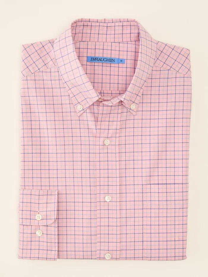 JMclaughlin Collis Classic Fit Shirt In Window Pane Pinkblue Men Shirts