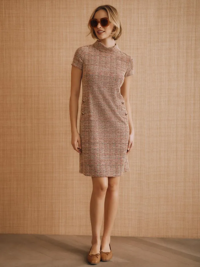JMclaughlin Deon Tweed Dress Orange Women Dresses
