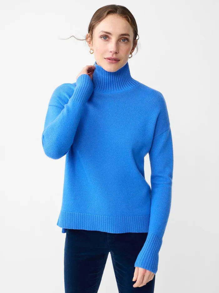 JMclaughlin Dina Cashmere Turtleneck Jmc Blue Women Sweaters