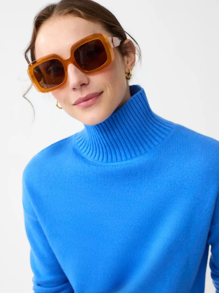 JMclaughlin Dina Cashmere Turtleneck Jmc Blue Women Sweaters