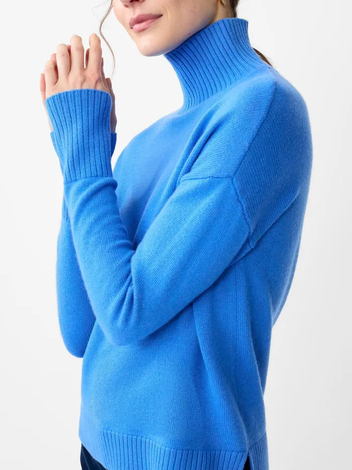 JMclaughlin Dina Cashmere Turtleneck Jmc Blue Women Sweaters