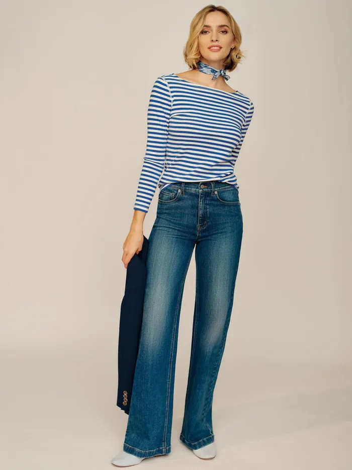 JMclaughlin Goldie Tee In Stripe Whiteblue Women Shirts and Tops JMclaughlin Goldie Tee In Stripe Whiteblue Women Shirts and Tops