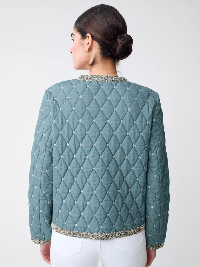 JMclaughlin Helene Quilted Jacket Medium Blue Women Jackets and Outerwear JMclaughlin Helene Quilted Jacket Medium Blue Women Jackets and Outerwear