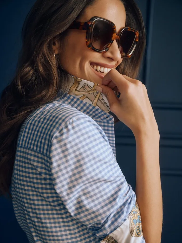 JMclaughlin Lois Shirt In Gingham Bluewhite Women Shirts and Tops JMclaughlin Lois Shirt In Gingham Bluewhite Women Shirts and Tops