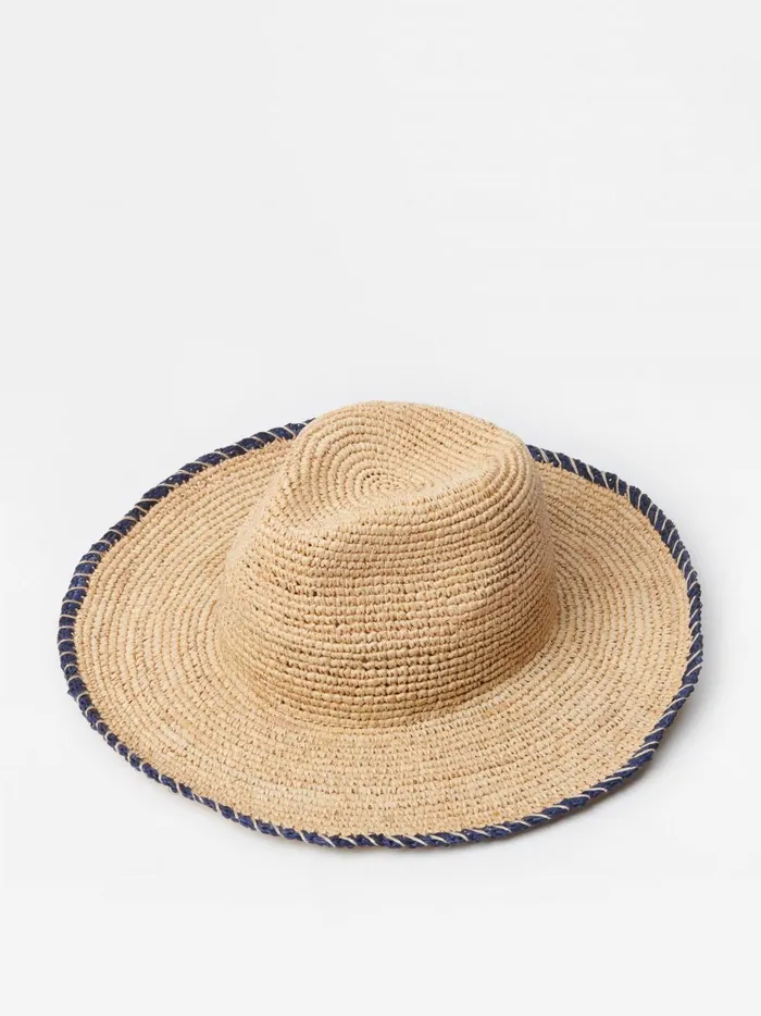 JMclaughlin Maribel Raffia Hat Naturalnavy Women Hats