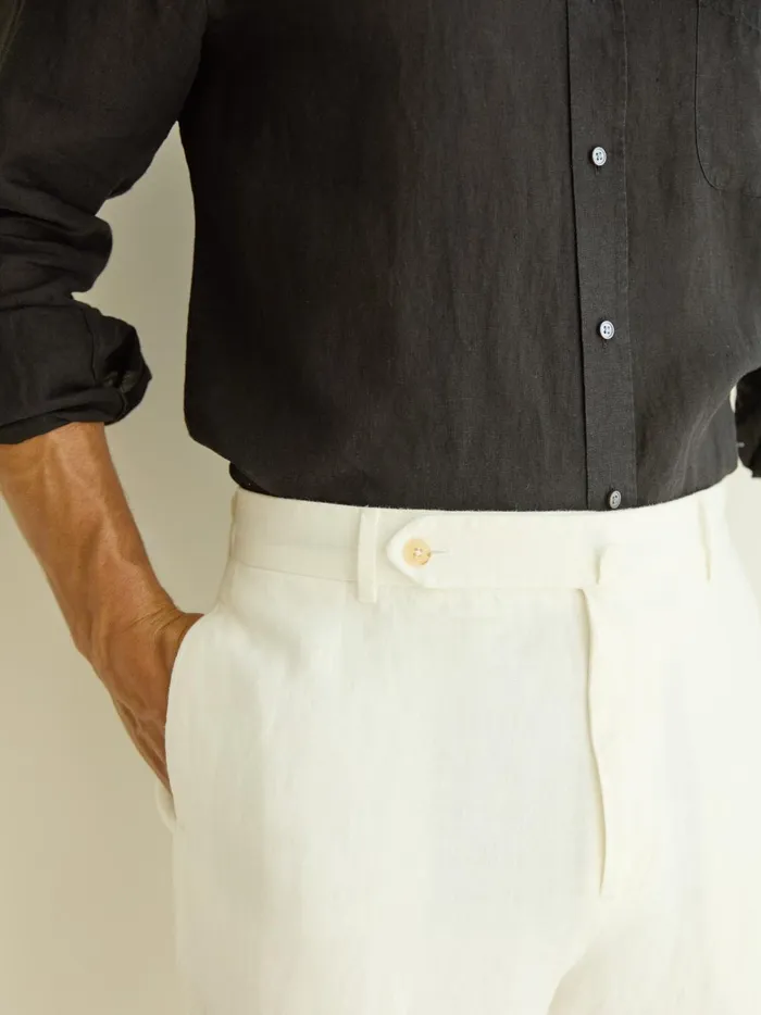 JMclaughlin Oxford Linen Pants In Herringbone Off White Men Pants JMclaughlin Oxford Linen Pants In Herringbone Off White Men Pants