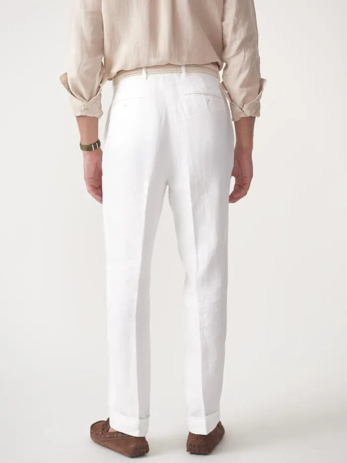 JMclaughlin Oxford Linen Pants In Herringbone Off White Men Pants JMclaughlin Oxford Linen Pants In Herringbone Off White Men Pants
