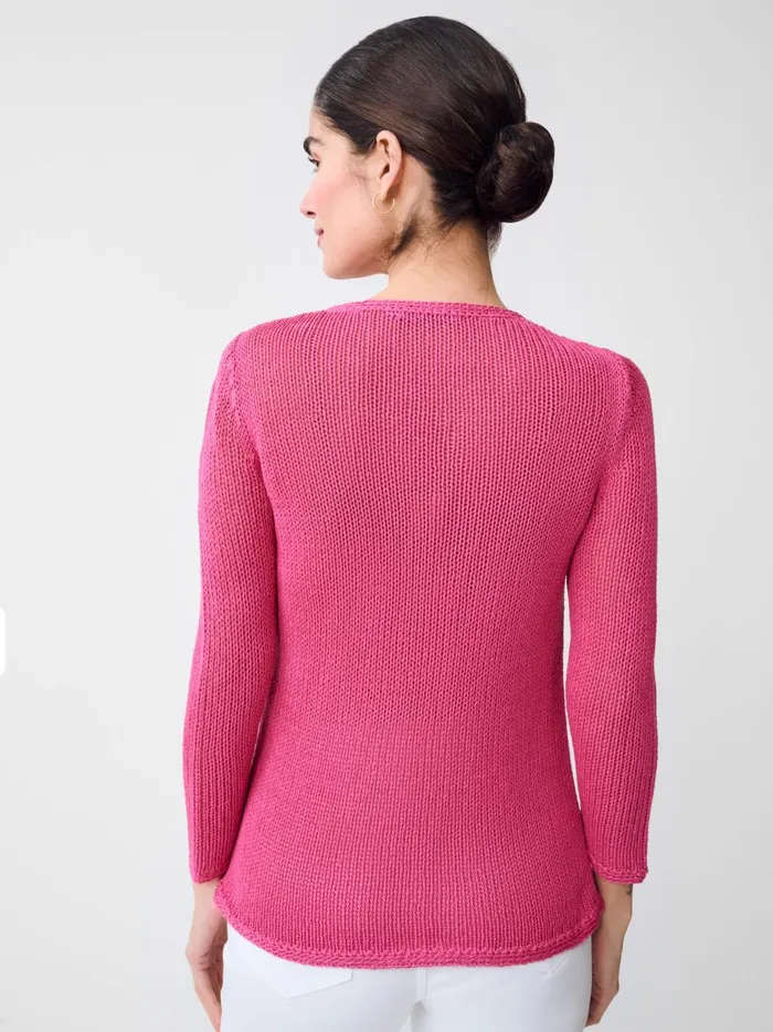 JMclaughlin Raelyn Linen Blend Sweater Hot Pink Women Sweaters