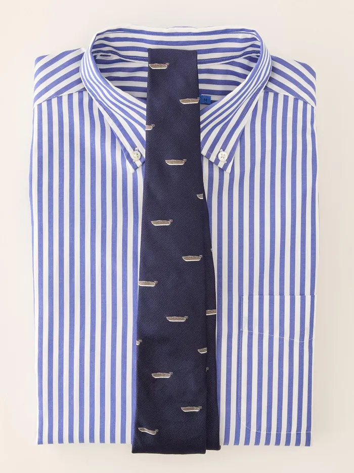 JMclaughlin Silk Tie In Chris Craft Navy Men Ties