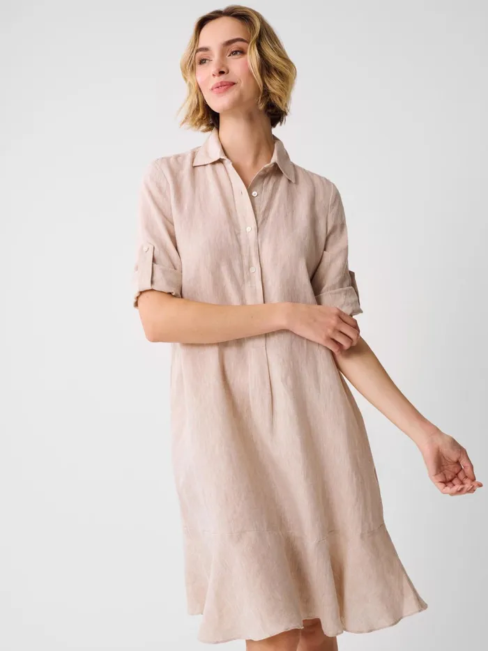 JMclaughlin Wellesley Linen Dress Tan Women Dresses