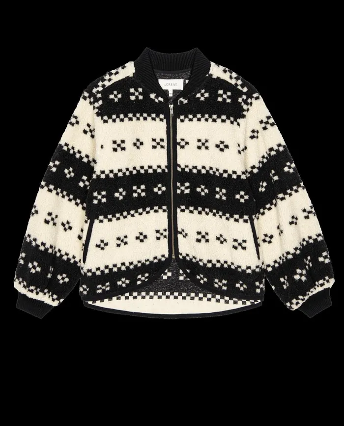 Jackets and Outerwear Women The Great The Plush Bomber Black Geo Jackets and Outerwear Women The Great The Plush Bomber Black Geo