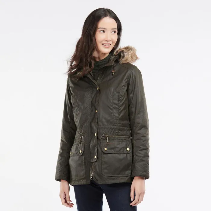 Jackets Women Orvis Barbour Kelsall Wax Parka Olive