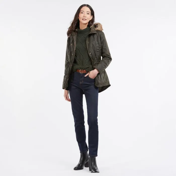 Jackets Women Orvis Barbour Kelsall Wax Parka Olive