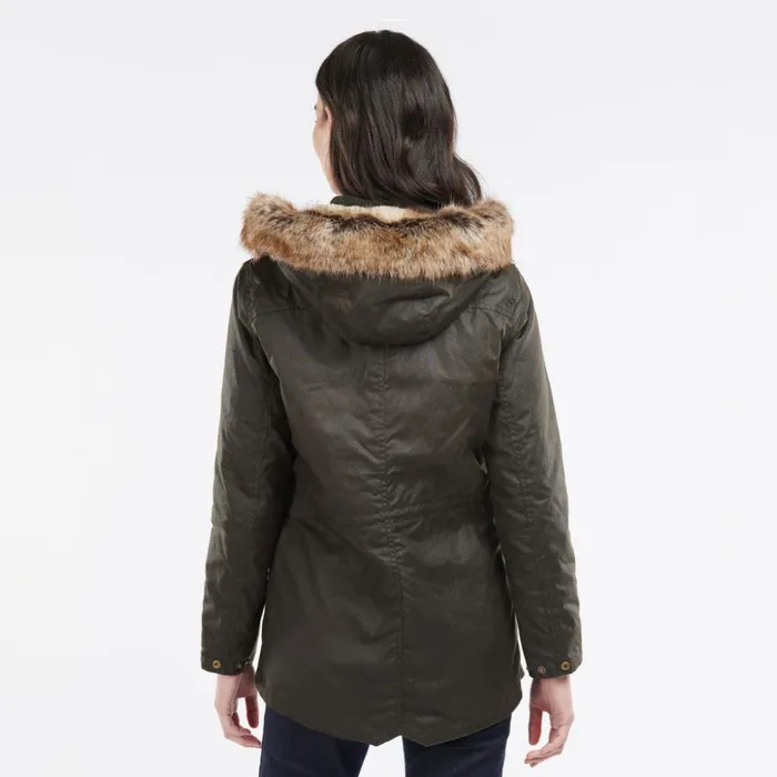 Jackets Women Orvis Barbour Kelsall Wax Parka Olive