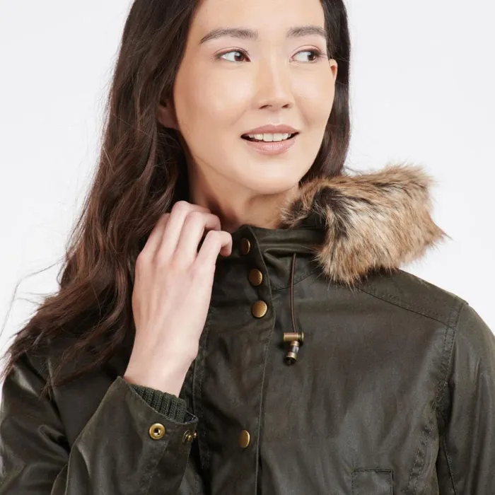 Jackets Women Orvis Barbour Kelsall Wax Parka Olive
