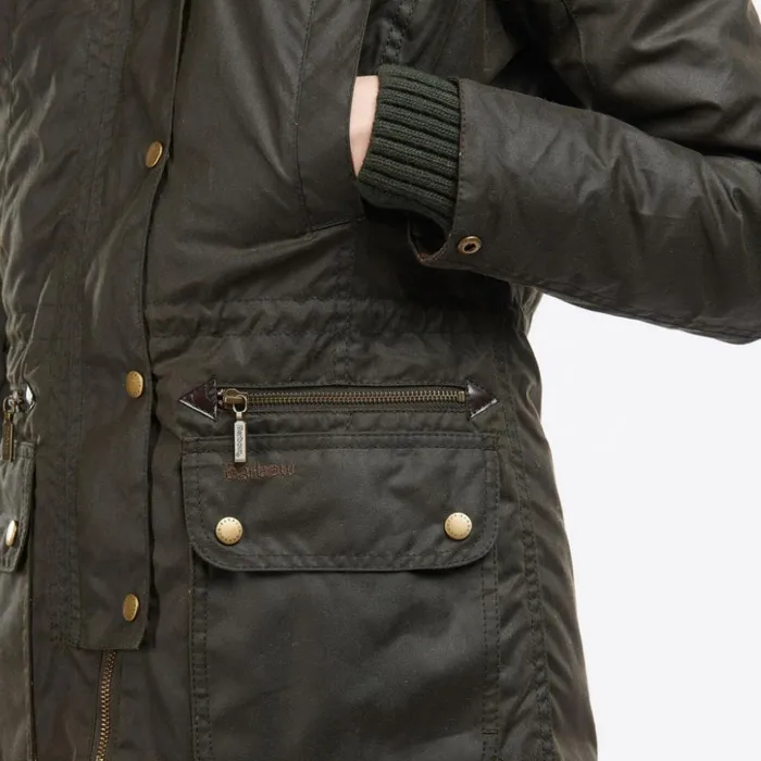 Jackets Women Orvis Barbour Kelsall Wax Parka Olive