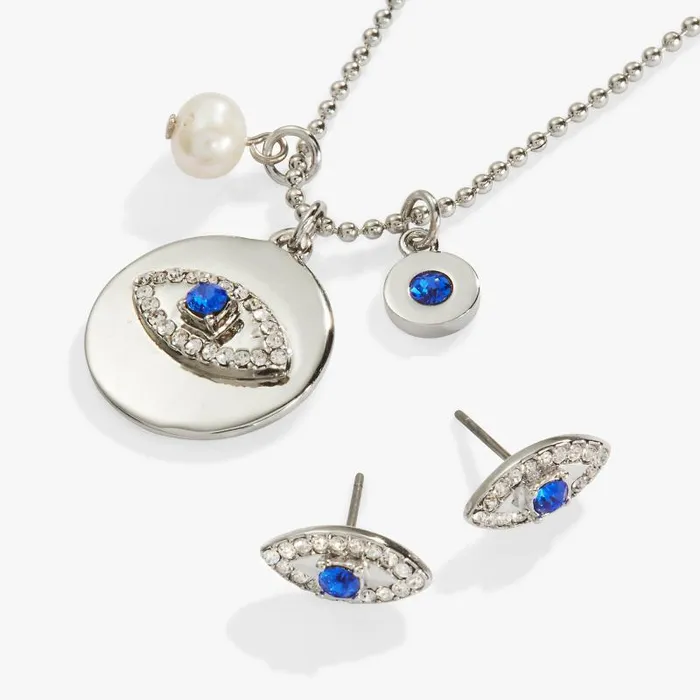 Jewelry Sets Women Alex And Ani Evil Eye Charm Necklace And Stud Earring Gift Set Silver Jewelry Sets Women Alex And Ani Evil Eye Charm Necklace And Stud Earring Gift Set Silver