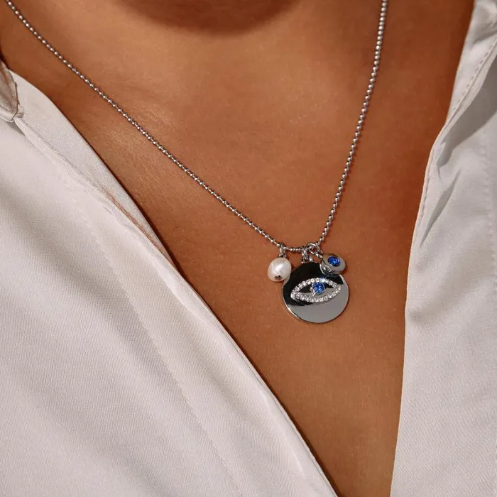 Jewelry Sets Women Alex And Ani Evil Eye Charm Necklace And Stud Earring Gift Set Silver