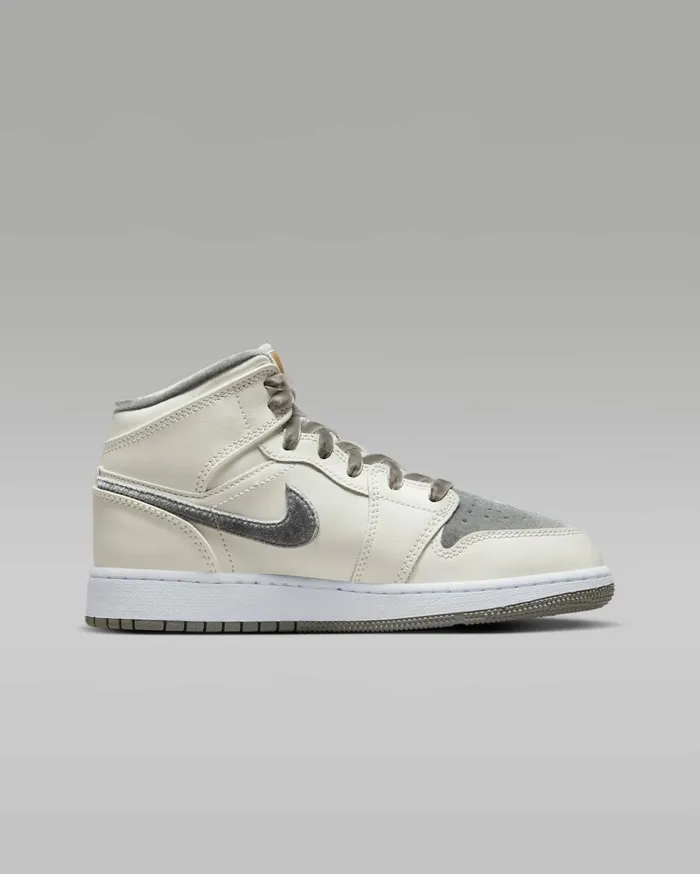 Jordan Kids Nike Air Jordan 1 Mid SE Sailmetallic Goldflat Pewter