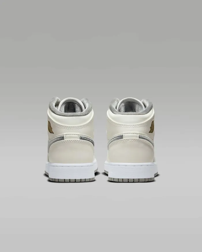 Jordan Kids Nike Air Jordan 1 Mid SE Sailmetallic Goldflat Pewter