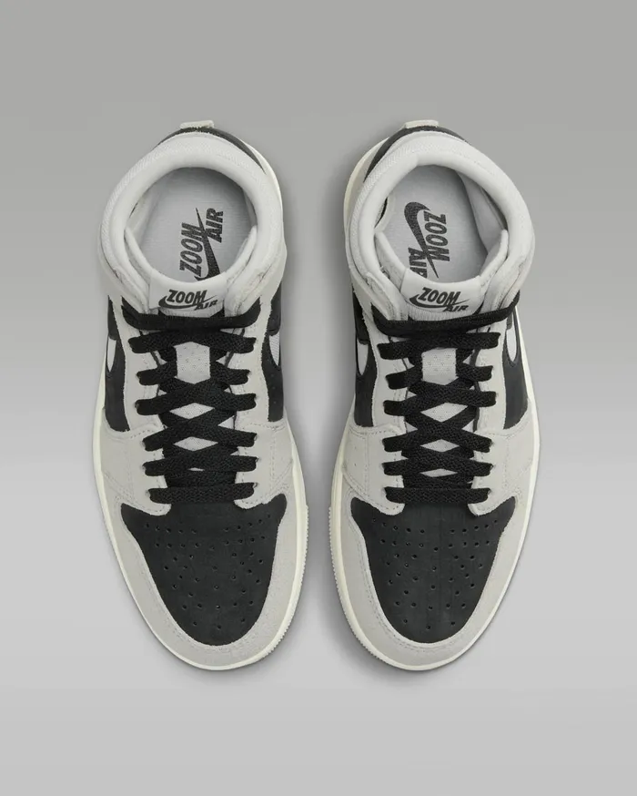 Jordan Women Nike Air Jordan 1 Zoom CMFT 2 Light Iron Oreblackcoconut Milkneutral Grey