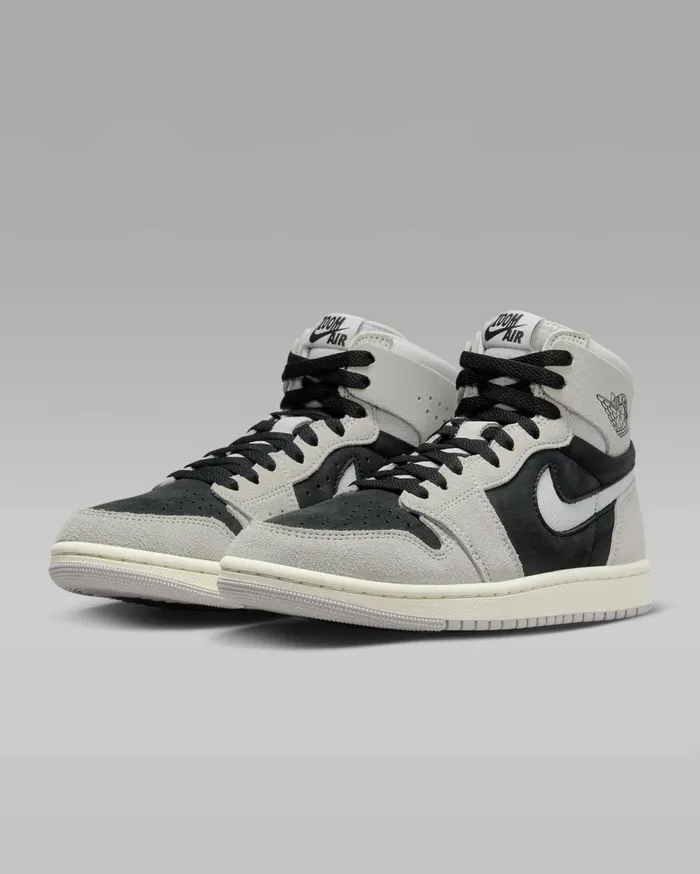 Jordan Women Nike Air Jordan 1 Zoom CMFT 2 Light Iron Oreblackcoconut Milkneutral Grey