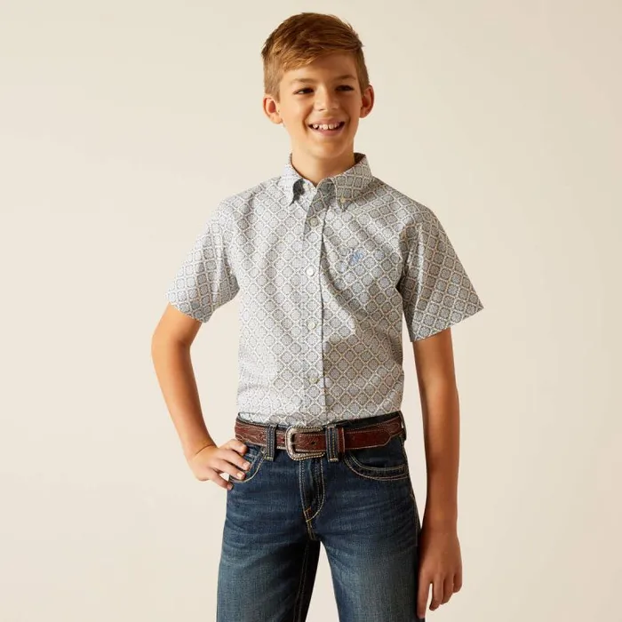 Kids Button Down Shirts Ariat Jett Classic Fit Shirt Ceramic Teal
