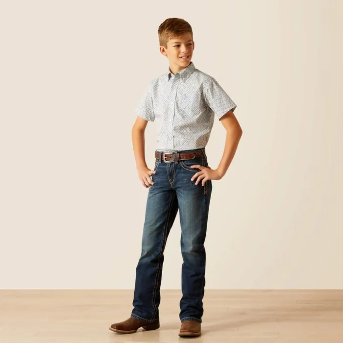 Kids Button Down Shirts Ariat Jett Classic Fit Shirt Ceramic Teal Kids Button Down Shirts Ariat Jett Classic Fit Shirt Ceramic Teal