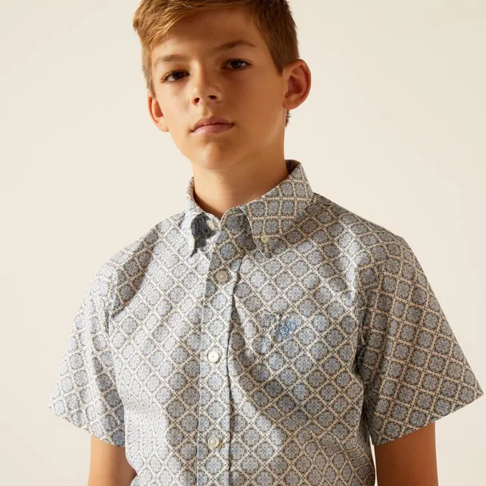 Kids Button Down Shirts Ariat Jett Classic Fit Shirt Ceramic Teal Kids Button Down Shirts Ariat Jett Classic Fit Shirt Ceramic Teal