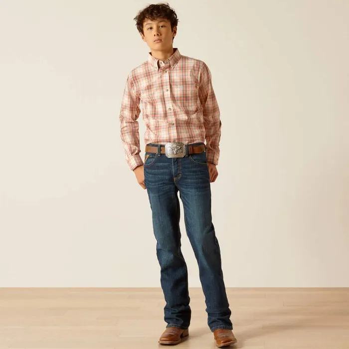 Kids Button Down Shirts Ariat Pro Series Knox Classic Fit Shirt Coral Kids Button Down Shirts Ariat Pro Series Knox Classic Fit Shirt Coral