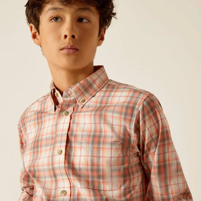 Kids Button Down Shirts Ariat Pro Series Knox Classic Fit Shirt Coral Kids Button Down Shirts Ariat Pro Series Knox Classic Fit Shirt Coral