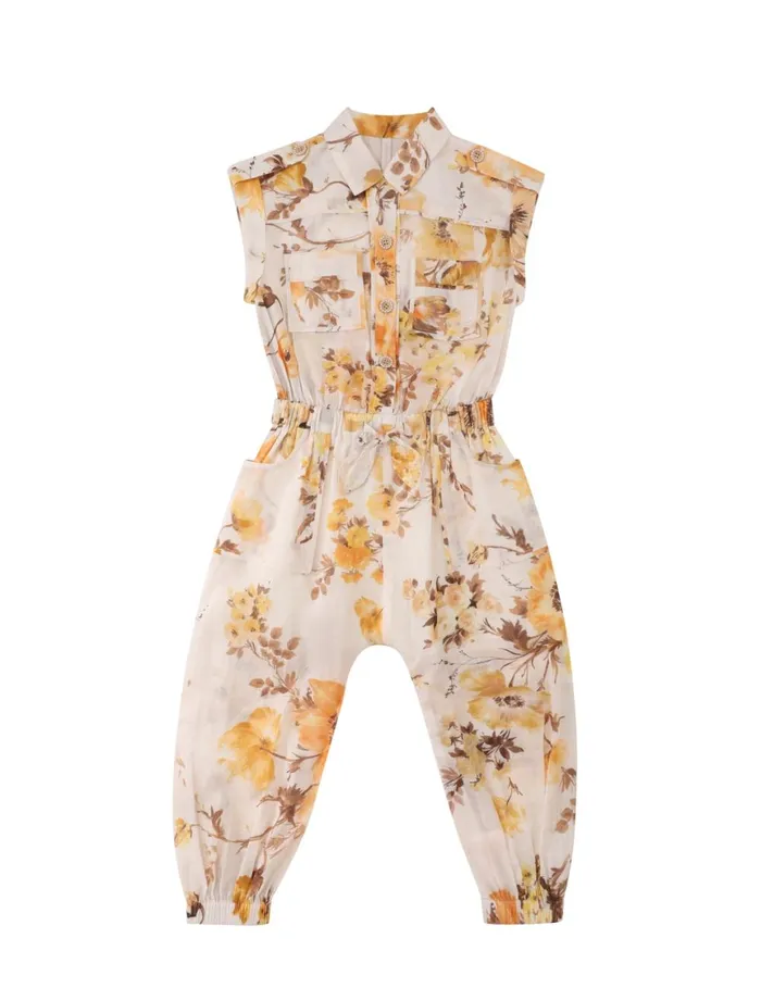 Kids Clothing Zimmermann Ottie Utility Jumpsuit Orange Floral
