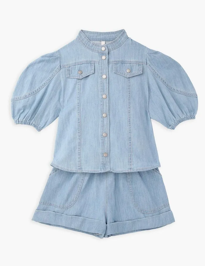 Kids Clothing Zimmermann Waverly Utility Denim Top Blueberry