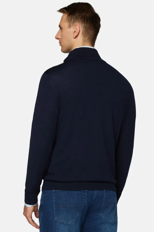 Knitwear Men Boggi Milano Navy Merino Wool Full Zip Jumper Navy Blue Knitwear Men Boggi Milano Navy Merino Wool Full Zip Jumper Navy Blue