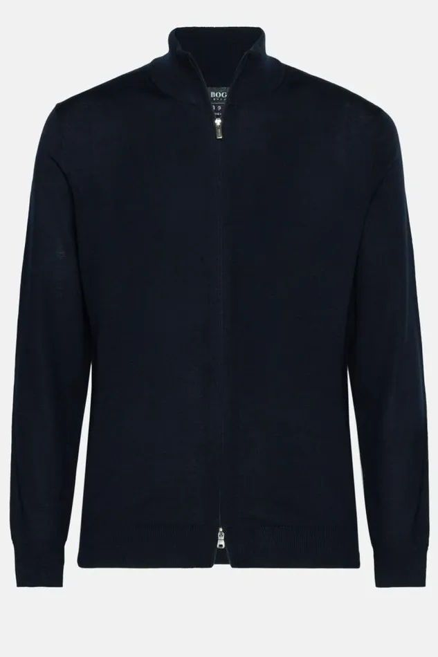 Knitwear Men Boggi Milano Navy Merino Wool Full Zip Jumper Navy Blue Knitwear Men Boggi Milano Navy Merino Wool Full Zip Jumper Navy Blue