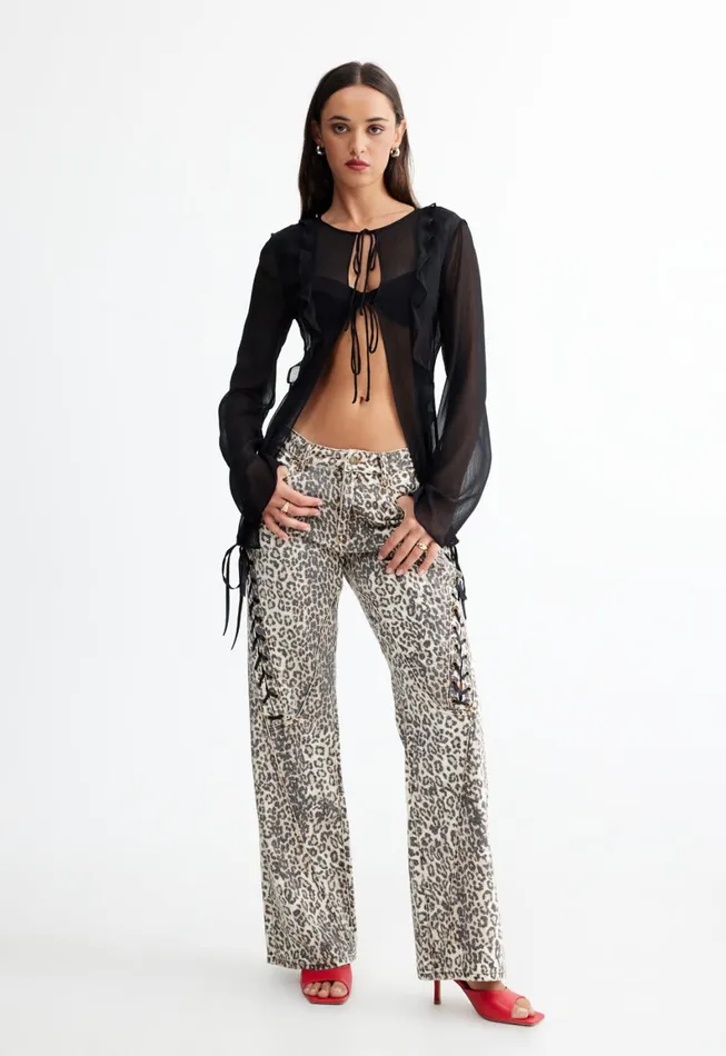 Lioness Fashion BARELY THERE TIE TOP Onyx Women Tops