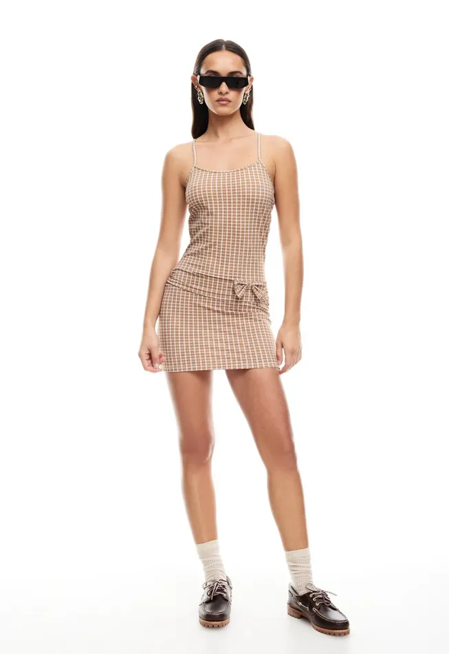 Lioness Fashion INTUITION MINI DRESS Chocolate Check Women Dresses Lioness Fashion INTUITION MINI DRESS Chocolate Check Women Dresses