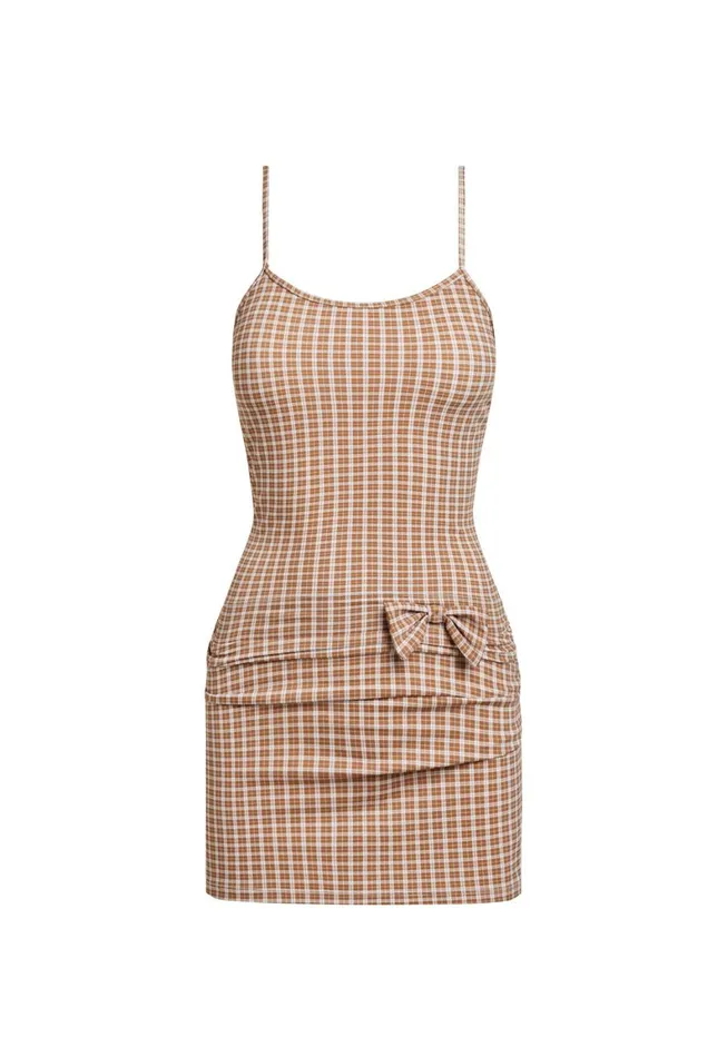 Lioness Fashion INTUITION MINI DRESS Chocolate Check Women Dresses Lioness Fashion INTUITION MINI DRESS Chocolate Check Women Dresses