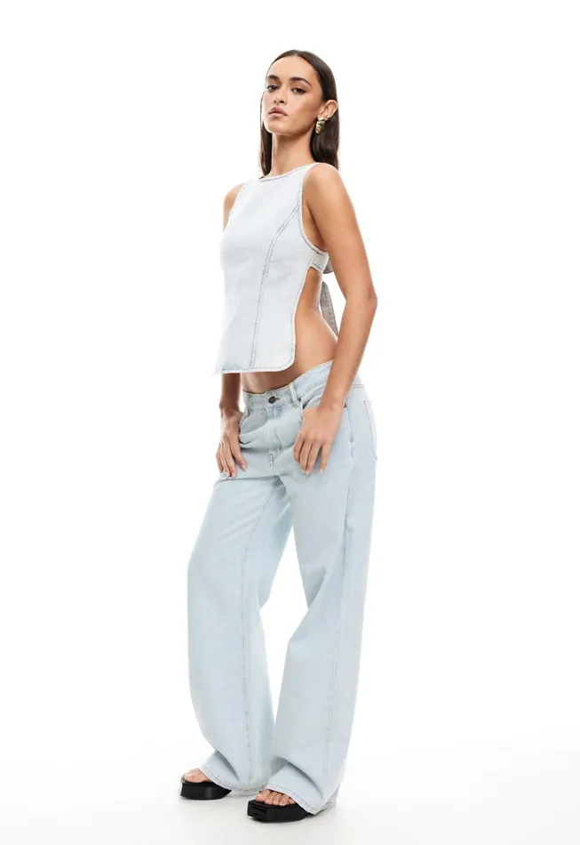 Lioness Fashion RIDER BACKLESS TOP Light Denim Women Tops Lioness Fashion RIDER BACKLESS TOP Light Denim Women Tops
